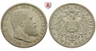 Deutsches Kaiserreich, Württemberg, Wilhelm II., 2 Mark 1899, F, ss+, J. 174