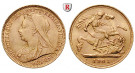 Grossbritannien, Victoria, Half-Sovereign 1893-1901, 3,66 g fein, ss