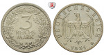 Weimarer Republik, 3 Reichsmark 1931, Kursmünze, A, f.vz, J. 349