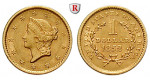 USA, Dollar 1852, 1,49 g fein, vz