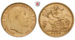 Grossbritannien, Edward VII., Half-Sovereign 1902-1910, 3,66 g fein, ss