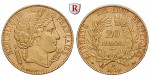 Frankreich, II. Republik, 20 Francs 1849-1851, 5,81 g fein, ss