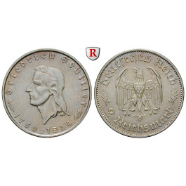 Drittes Reich, 2 Reichsmark 1934, Schiller, F, f.vz, J. 358