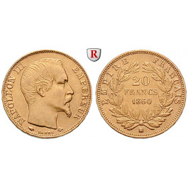 Frankreich, Napoleon III., 20 Francs 1852-1860, 5,81 g fein, ss