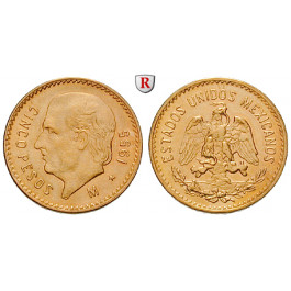 Mexiko, Vereinigte Staaten, 5 Pesos 1955, 3,75 g fein, bfr.