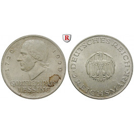 Weimarer Republik, 3 Reichsmark 1929, Lessing, A, vz-st, J. 335