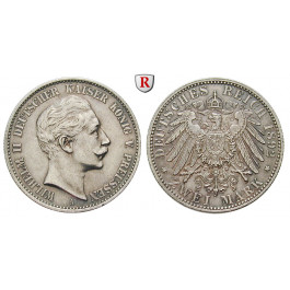 Deutsches Kaiserreich, Preussen, Wilhelm II., 2 Mark 1892, A, ss-vz, J. 102