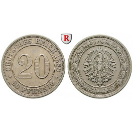 Deutsches Kaiserreich, 20 Pfennig 1888, A, vz, J. 6