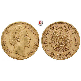 Deutsches Kaiserreich, Bayern, Ludwig II., 10 Mark 1876, D, ss, J. 196