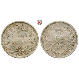 Deutsches Kaiserreich, 1/2 Mark 1906, F, st, J. 16