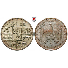 Weimarer Republik, 3 Reichsmark 1927, Uni Marburg, A, vz+, J. 330