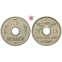 Nebengebiete, Deutsch-Ostafrika, 5 Heller 1913, A, ss+, J. 718