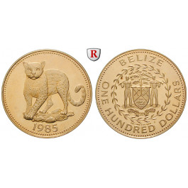 Belize, 100 Dollars 1985, 3,11 g fein, PP