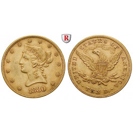 USA, 10 Dollars 1880, 15,05 g fein, ss-vz