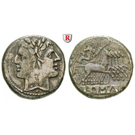 Römische Republik, Romano-kampanische Prägungen, Didrachme (Quadrigatus) 225-212 v.Chr., ss