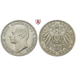 Deutsches Kaiserreich, Sachsen-Weimar-Eisenach, Wilhelm Ernst, 2 Mark 1901, Zum Regierungsantritt, A, ss, J. 157