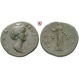 Römische Kaiserzeit, Faustina I., Frau des Antoninus Pius, Sesterz nach 141, ss/f.ss