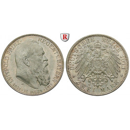 Deutsches Kaiserreich, Bayern, Luitpold, Prinzregent, 2 Mark 1911, 90. Geburtstag, D, vz/vz-st, J. 48