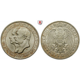 Deutsches Kaiserreich, Preussen, Wilhelm II., 3 Mark 1911, Universität Breslau, A, vz/vz-st, J. 108