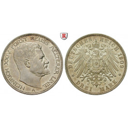 Deutsches Kaiserreich, Reuss-Greiz, Heinrich XXIV., 3 Mark 1909, A, f.vz, J. 119