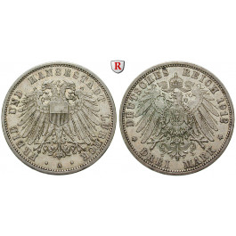 Deutsches Kaiserreich, Lübeck, 3 Mark 1912, A, ss-vz, J. 82