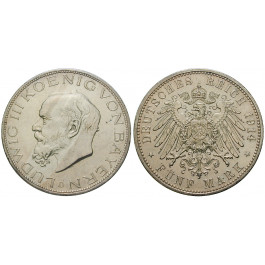 Deutsches Kaiserreich, Bayern, Ludwig III., 5 Mark 1914, D, f.vz, J. 53