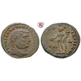 Römische Kaiserzeit, Constantius I., Caesar, Follis 300, vz