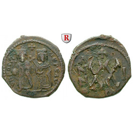 Byzanz, Phocas, Halbfollis (20 Nummi) 602-603, Jahr 1, ss