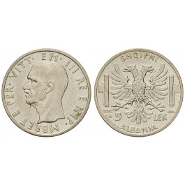 Albanien, Vittorio Emanuele III., 5 Lek 1939, ss-vz