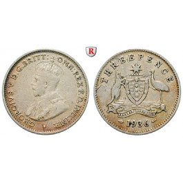 Australien, George V., 3 Pence 1936, ss