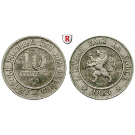 Belgien, Königreich, Leopold I., 10 Centimes 1864, ss-vz
