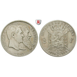 Belgien, Königreich, Leopold II., 2 Francs 1880, f.ss