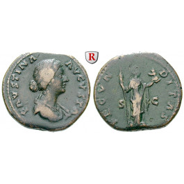 Römische Kaiserzeit, Faustina II., Frau des Marcus Aurelius, As 161-176, ss