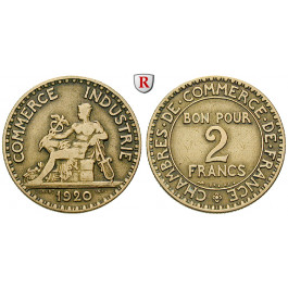 Frankreich, III. Republik, 2 Francs 1920, ss