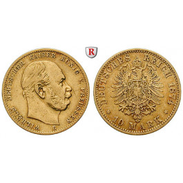 Deutsches Kaiserreich, Preussen, Wilhelm I., 10 Mark 1874, B, ss, J. 245