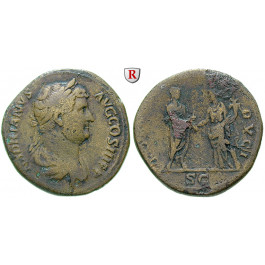 Römische Kaiserzeit, Hadrianus, Sesterz 134-138, ss