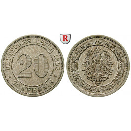 Deutsches Kaiserreich, 20 Pfennig 1888, E, f.st, J. 6