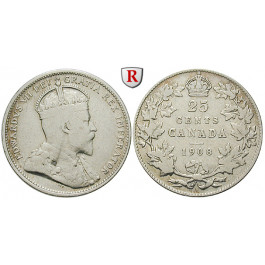 Kanada, Edward VII., 25 Cents 1908, ss