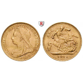 Grossbritannien, Victoria, Half-Sovereign 1901, 3,66 g fein, vz
