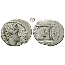 Römische Kaiserzeit, Augustus, Denar 18 v.Chr., ss-vz