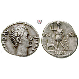 Römische Kaiserzeit, Augustus, Denar 10 v.Chr., ss-vz