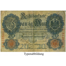 Reichsbanknoten und Reichskassenscheine, 20 Mark 10.09.1909, III, Rb. 37