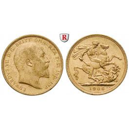 Australien, Edward VII., Sovereign 1906, 7,32 g fein, vz/vz-st