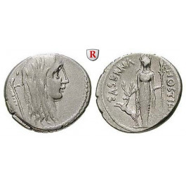 Römische Republik, L. Hostilius Saserna, Denar 48 v.Chr., ss+