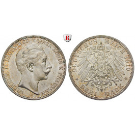 Deutsches Kaiserreich, Preussen, Wilhelm II., 3 Mark 1910, A, vz/vz-st, J. 103