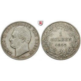 Hessen, Hessen-Darmstadt, Ludwig II., Gulden 1843, ss
