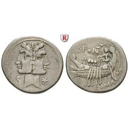 Römische Republik, C. Fonteius, Denar 114-113 v.Chr., ss+