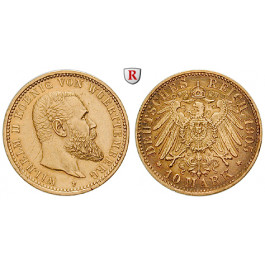 Deutsches Kaiserreich, Württemberg, Wilhelm II., 10 Mark 1905, F, ss-vz, J. 295