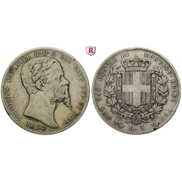 Italien, Königreich Sardinien, Vittorio Emanuele II., 5 Lire 1852, ss
