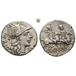 Römische Republik, Cn. Lucretius Trio, Denar 136 v.Chr., ss-vz